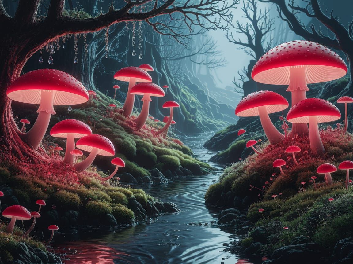 Enchanted Forest of Glowing Mushrooms