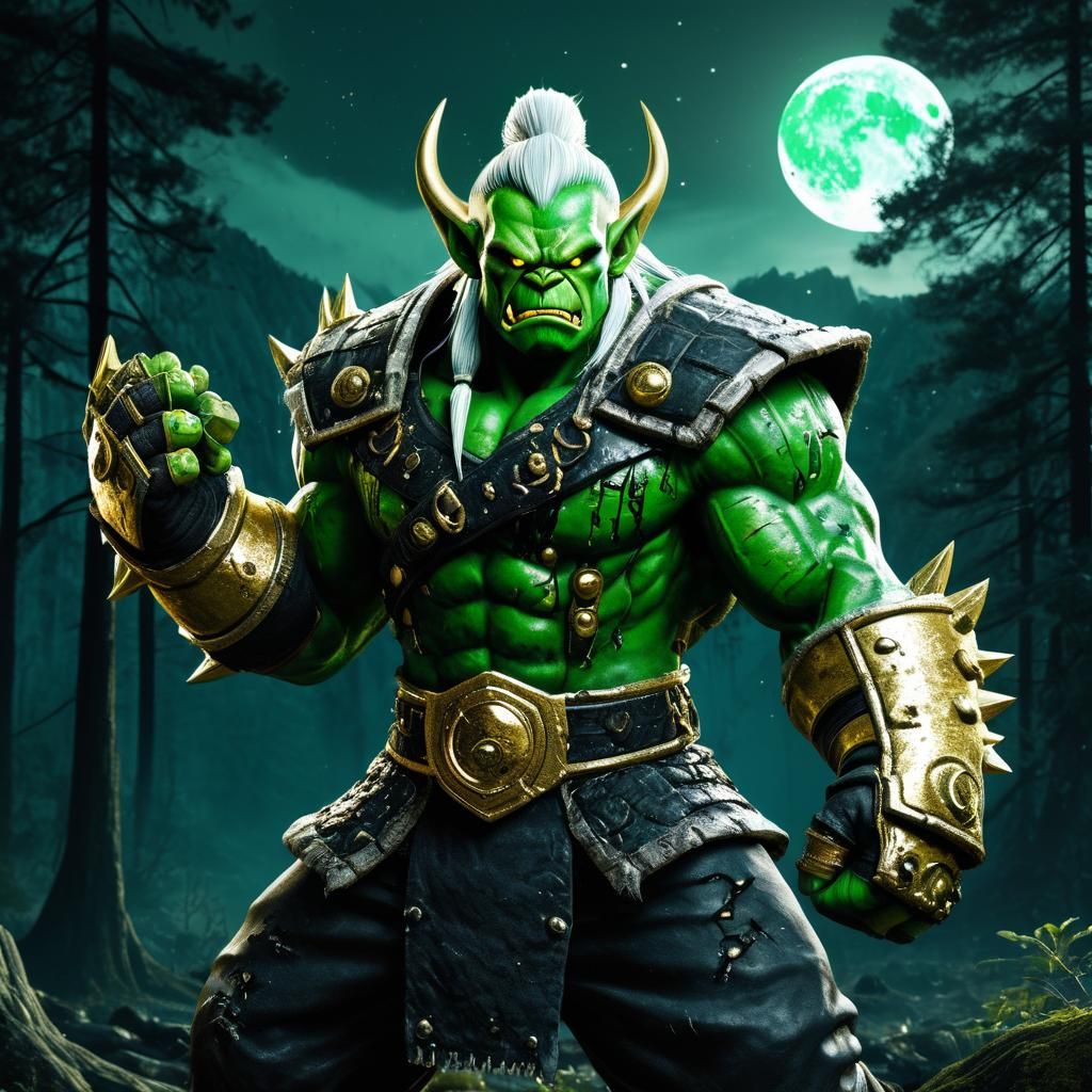 Epic Saiyan Ork Warrior in Anime Style