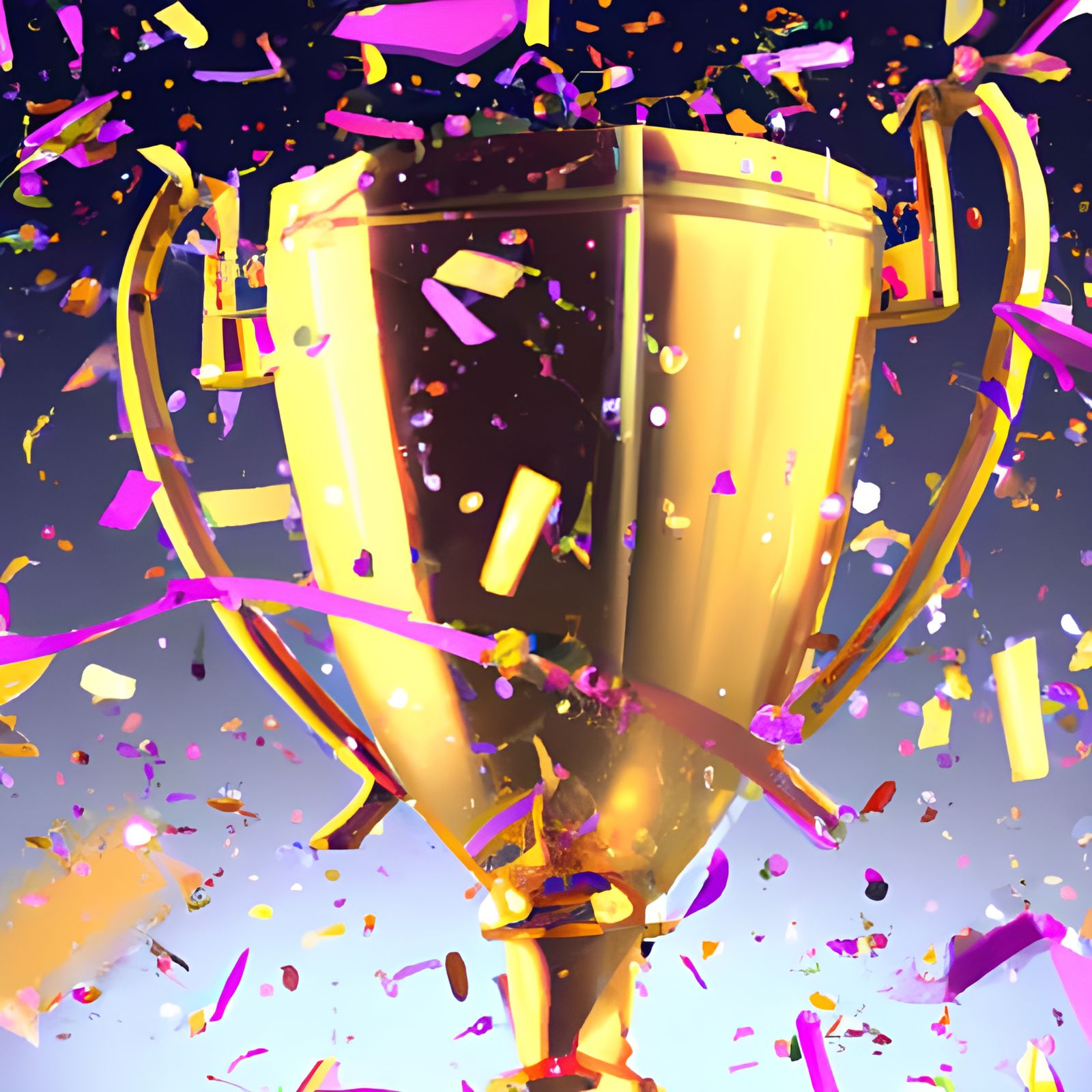 Magnificent Golden Trophy with Falling Confetti