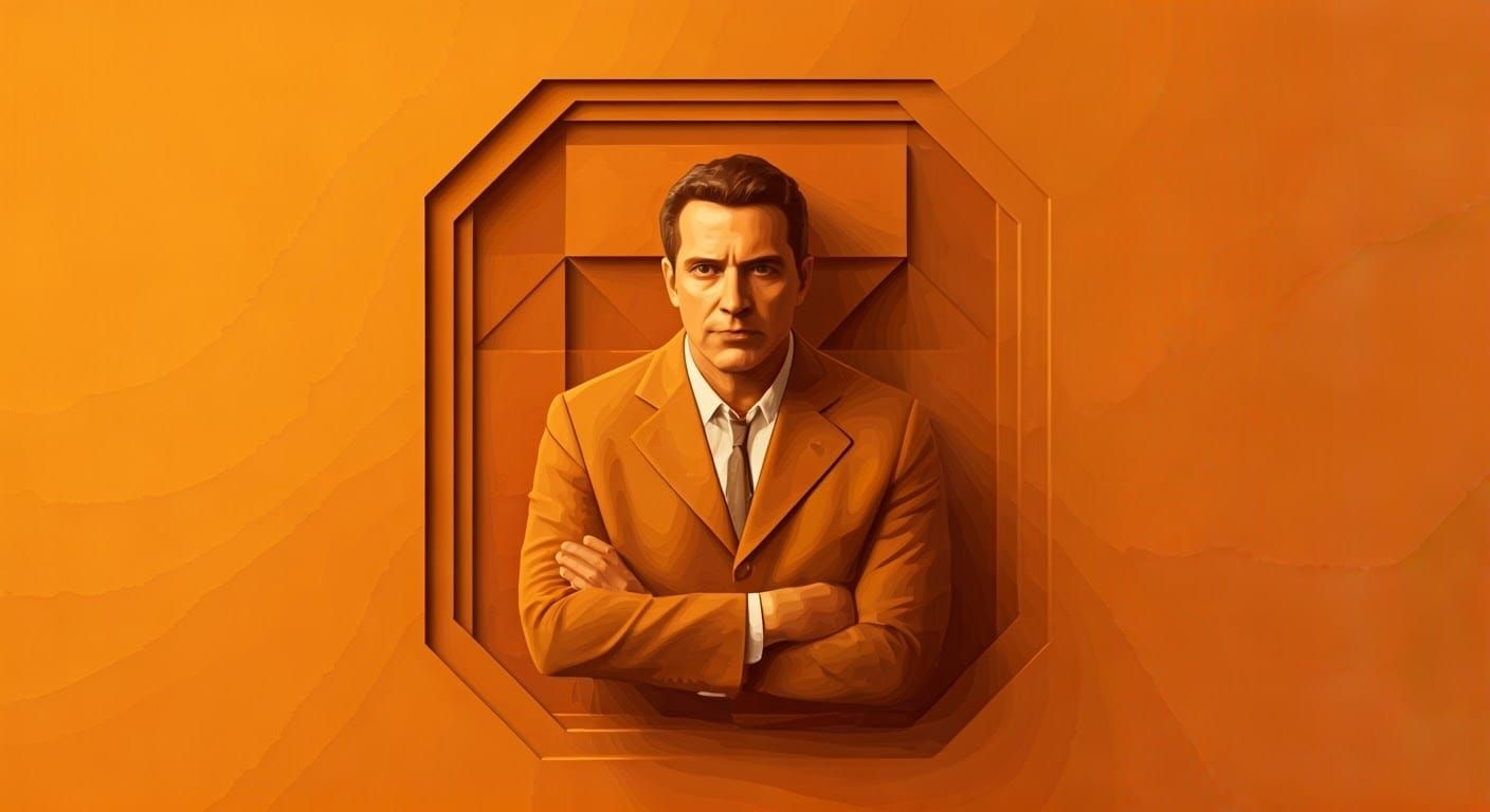 Orange Cubist Painting in Geometric Fauvism Style