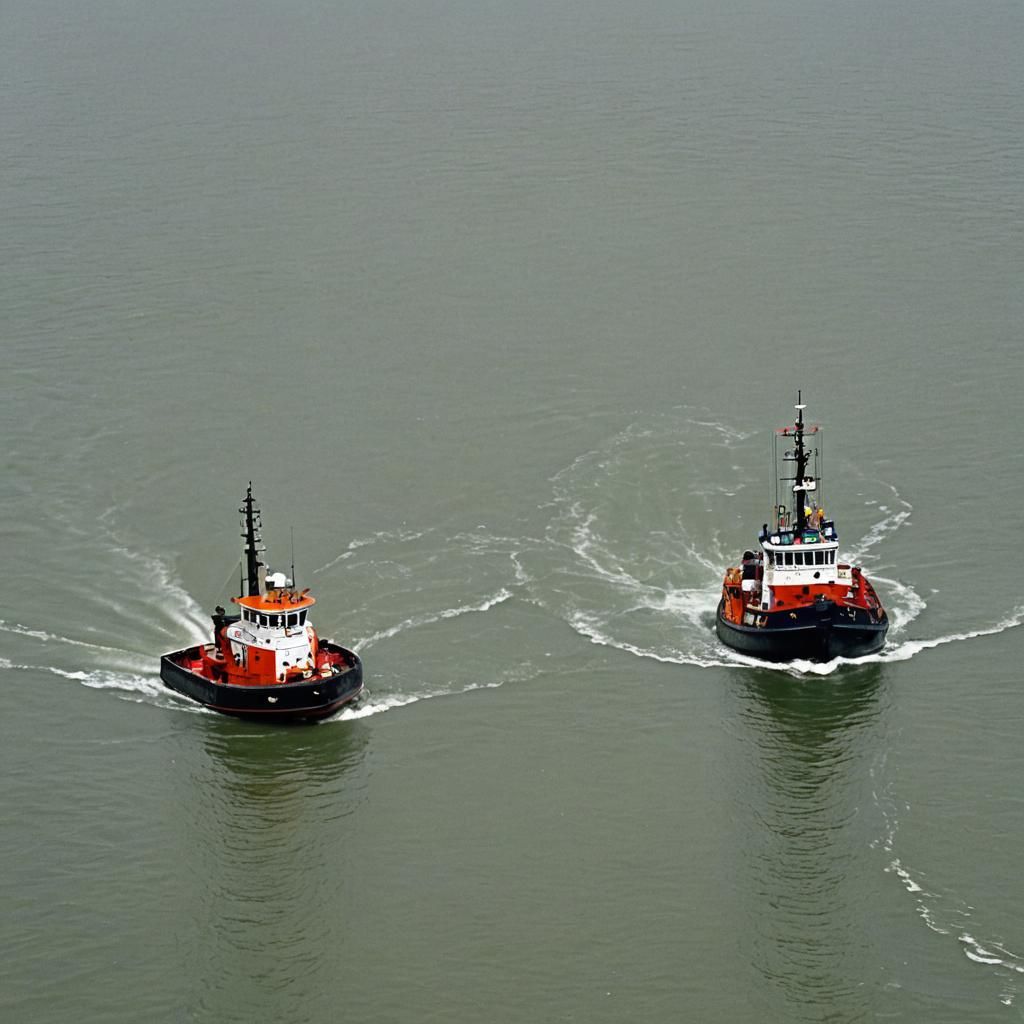 Tugboat Maneuvering in Harbor: Professional Photography