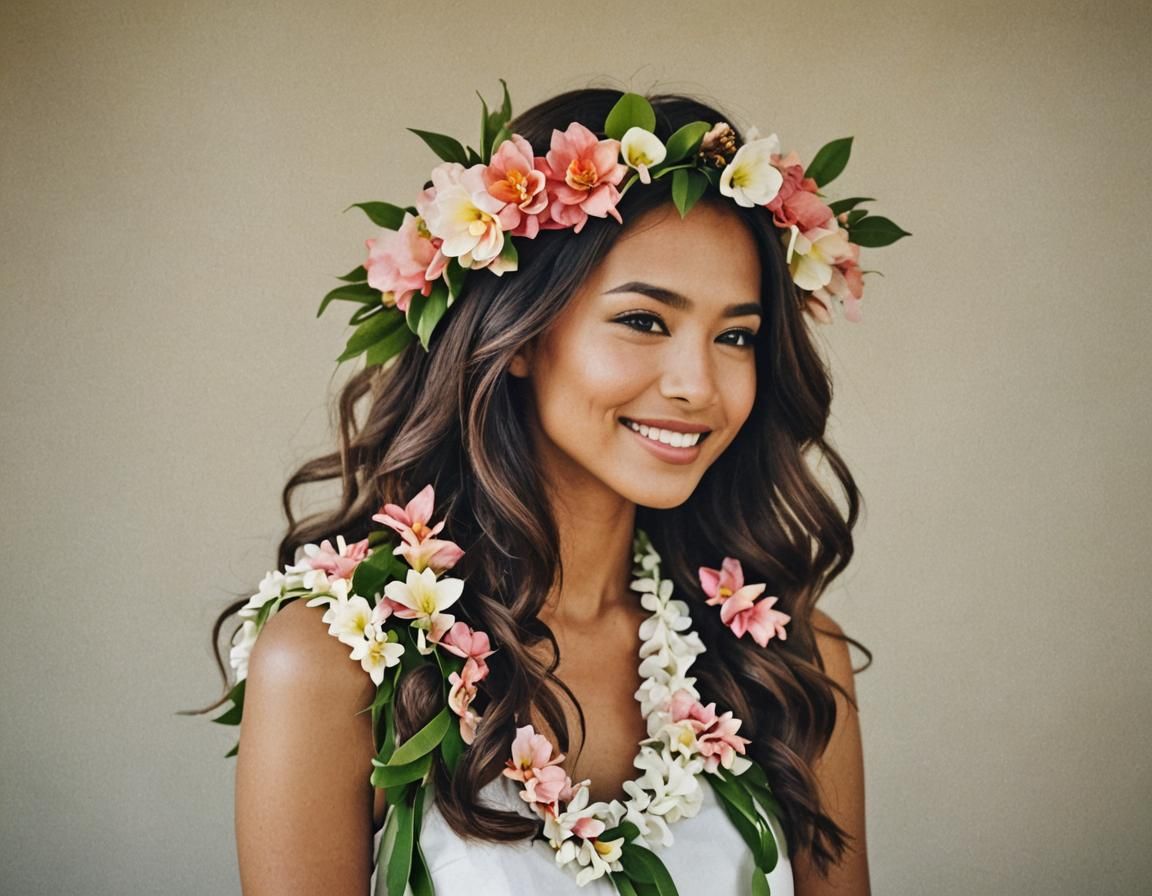 Woman with Floral Lei Portrait