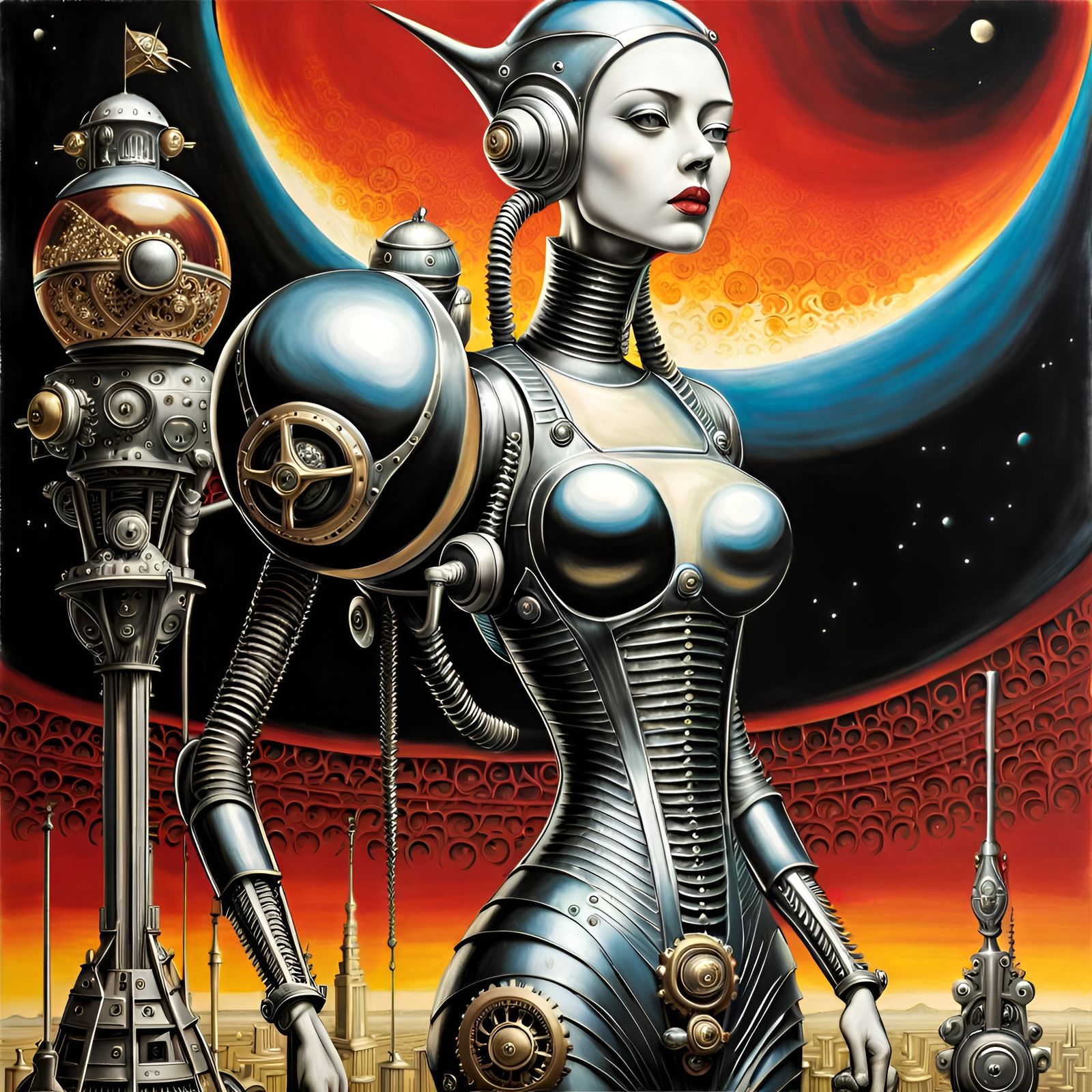 Alien Girl Pinch Hitter in Steampunk Baseball Game