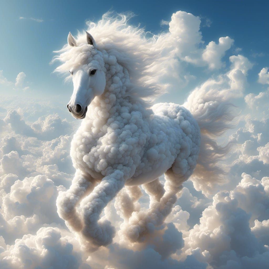 White Cloud Horse Galloping in the Sky