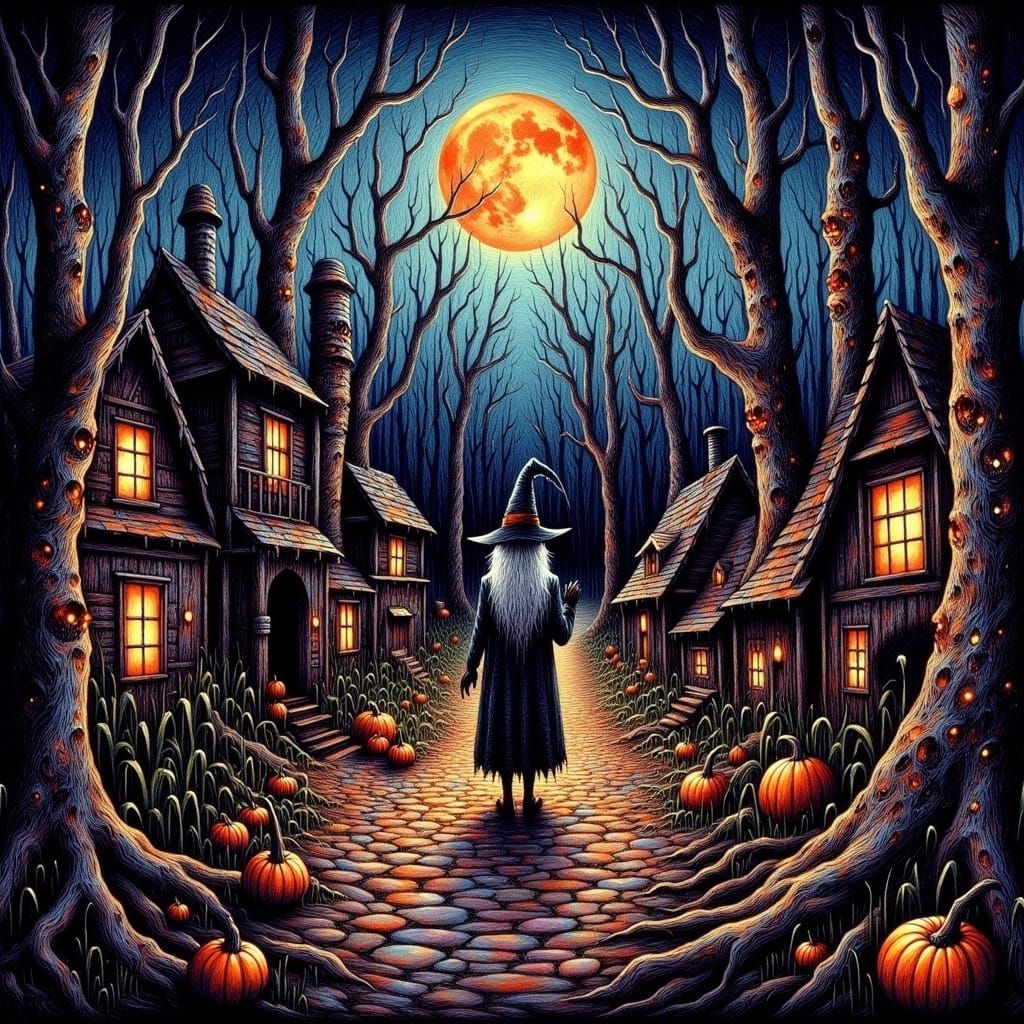 Magical Halloween Village in Enchanting Forest