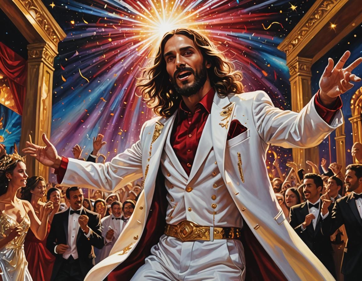 Jesus and Lucifer Dancing at Prom: Surreal Portrait