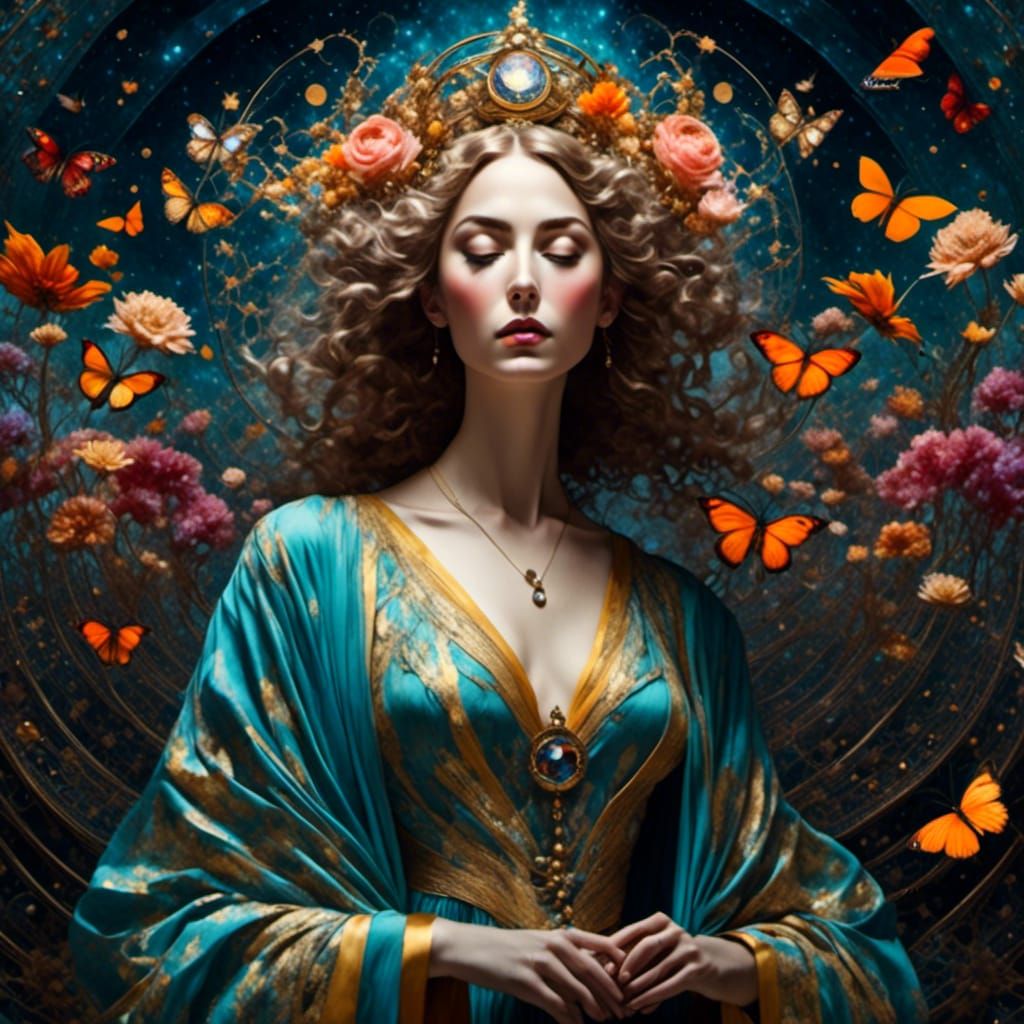 Psychedelic Portrait in Ethereal Bohemian Style