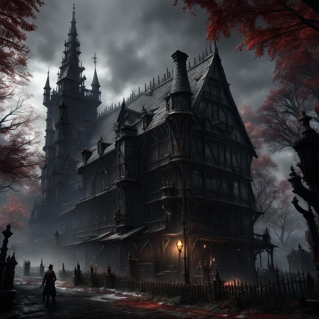 Bloody Hunter in Dark Fantasy Landscape