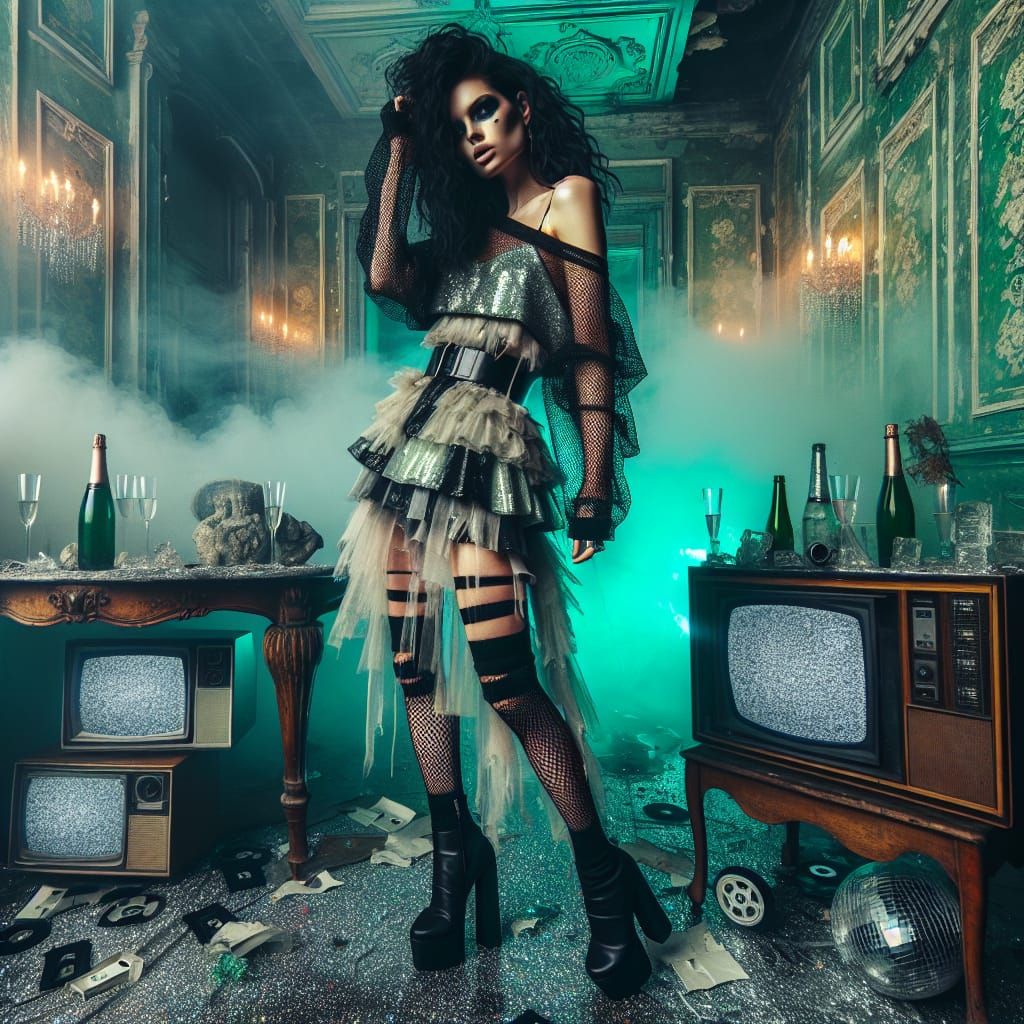 Edgy Fashion in Abandoned Mansion Party