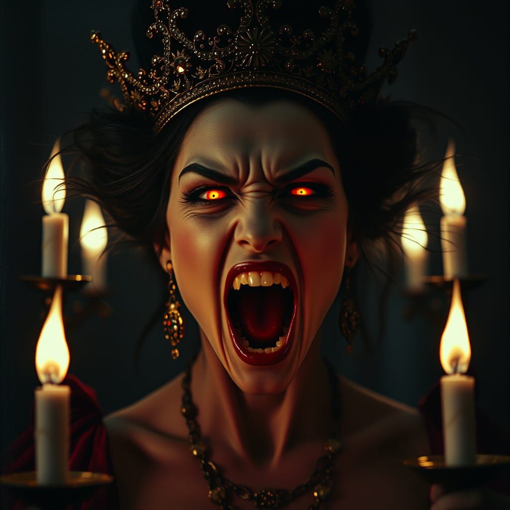 Gothic Vampire Queen Unleashes Fury in Dark, Opulent Landsca...