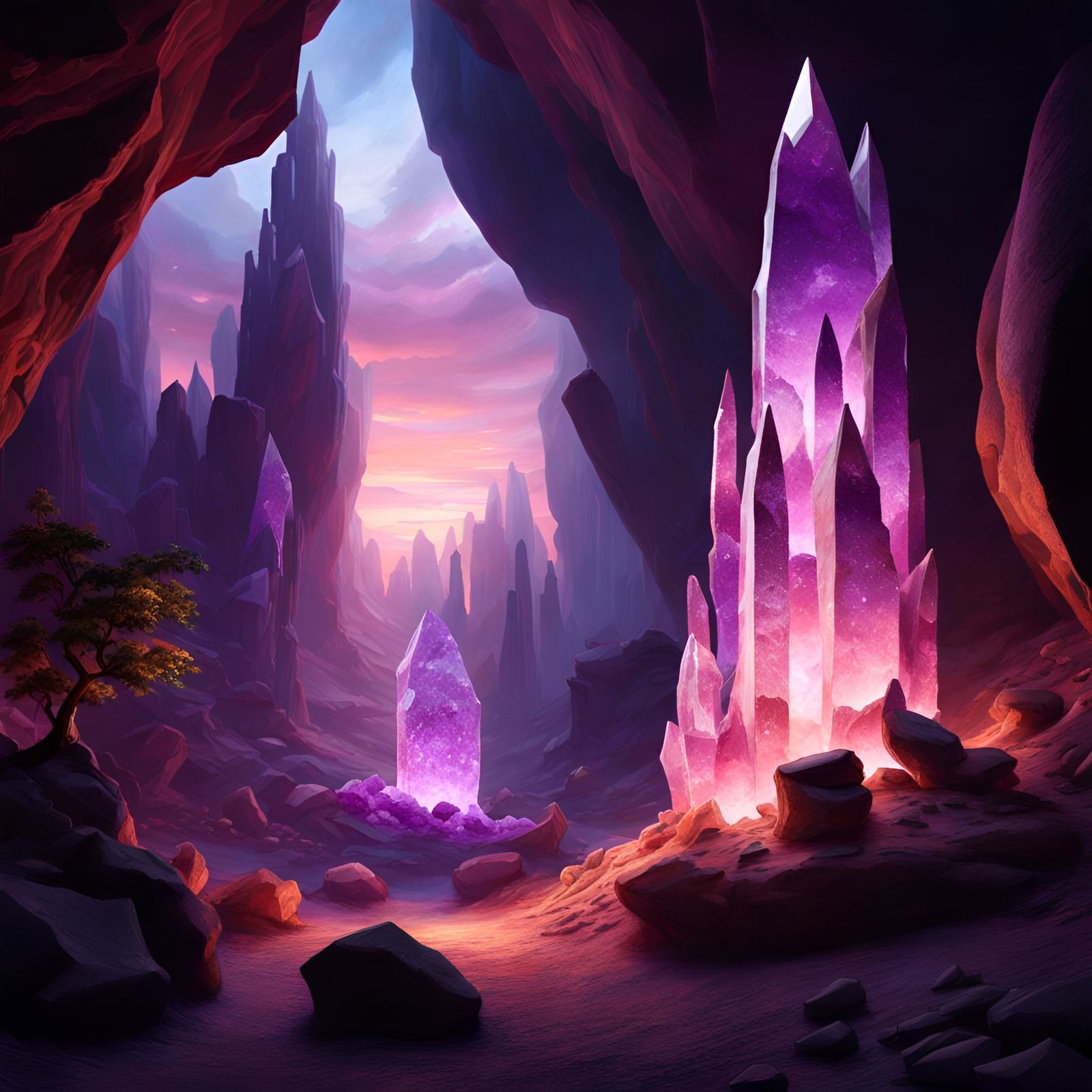 a giant cave with giant crystal formations