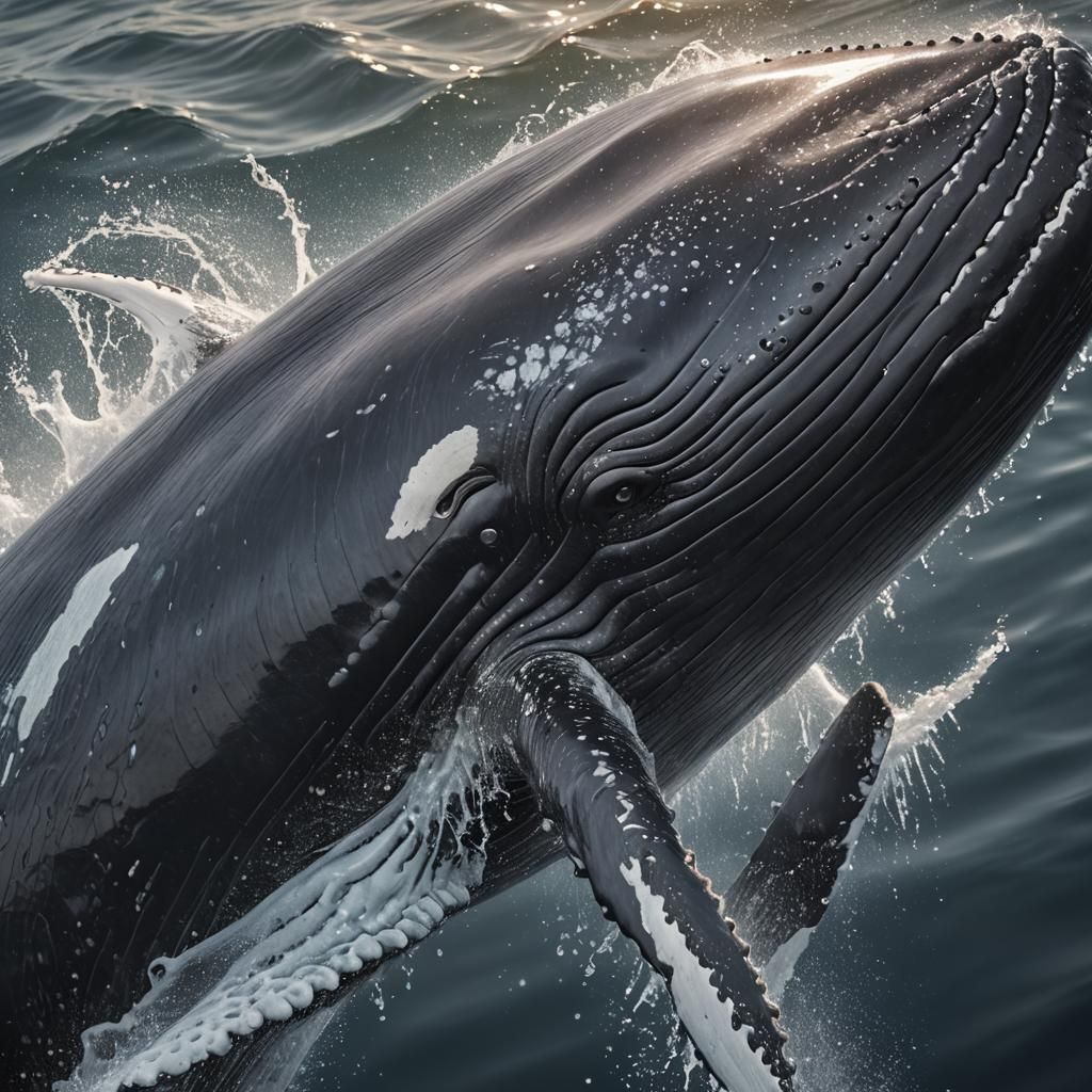 Ultra-Realistic Whale Breaching Ocean Surface