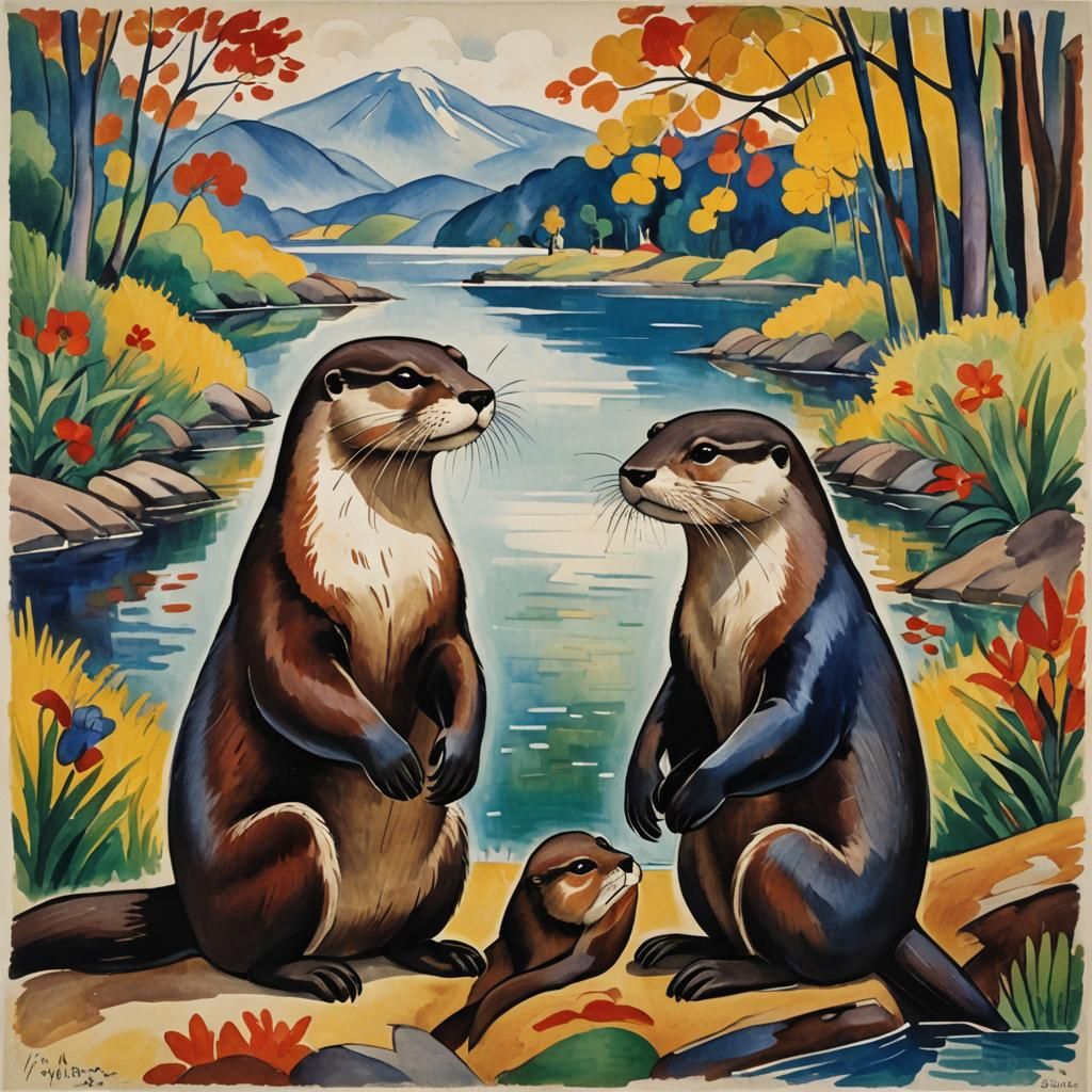 Charming Otters in Early Modern Style