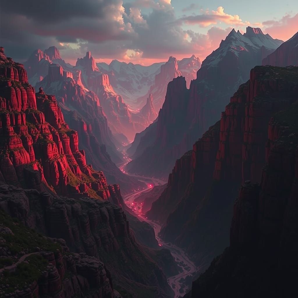 Dramatic Red River Valley Digital Matte Painting