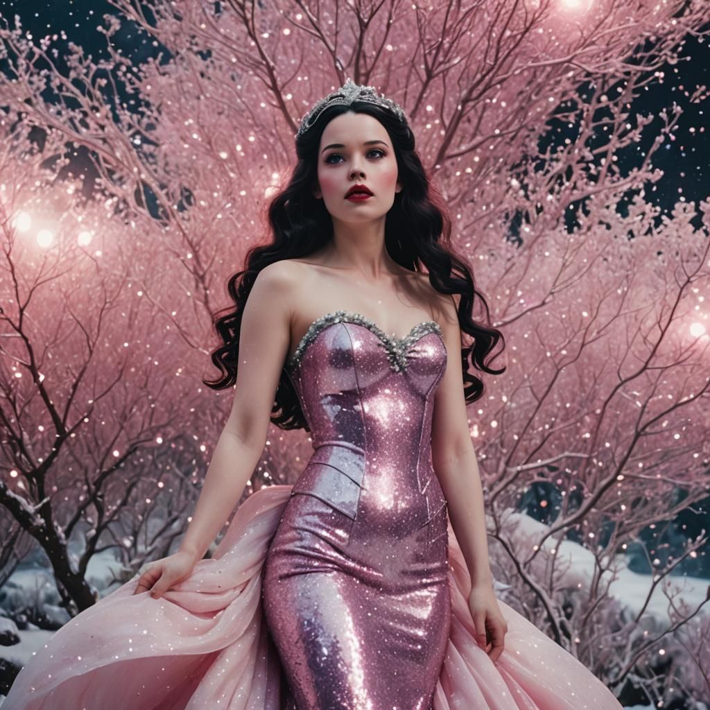Snow White Space Mermaid with Pink Sparkles