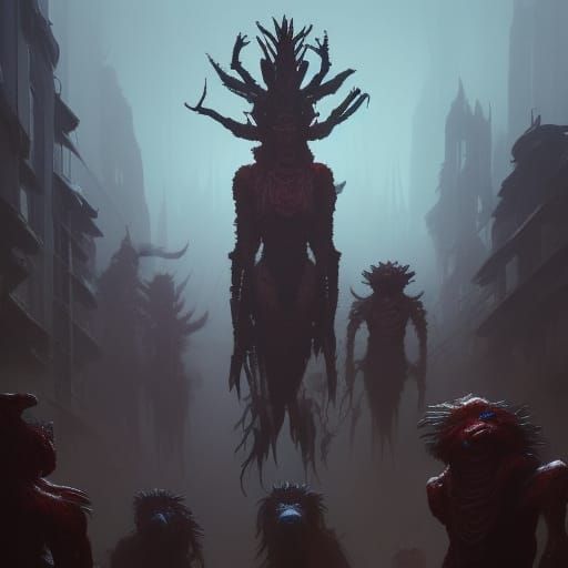 Eerie Eyeless Humanoids with Large Mouths