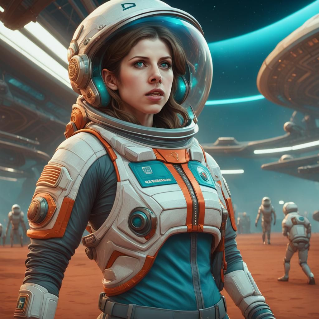 Anna Kendrick Plays Baseball with Aliens: Digital Art