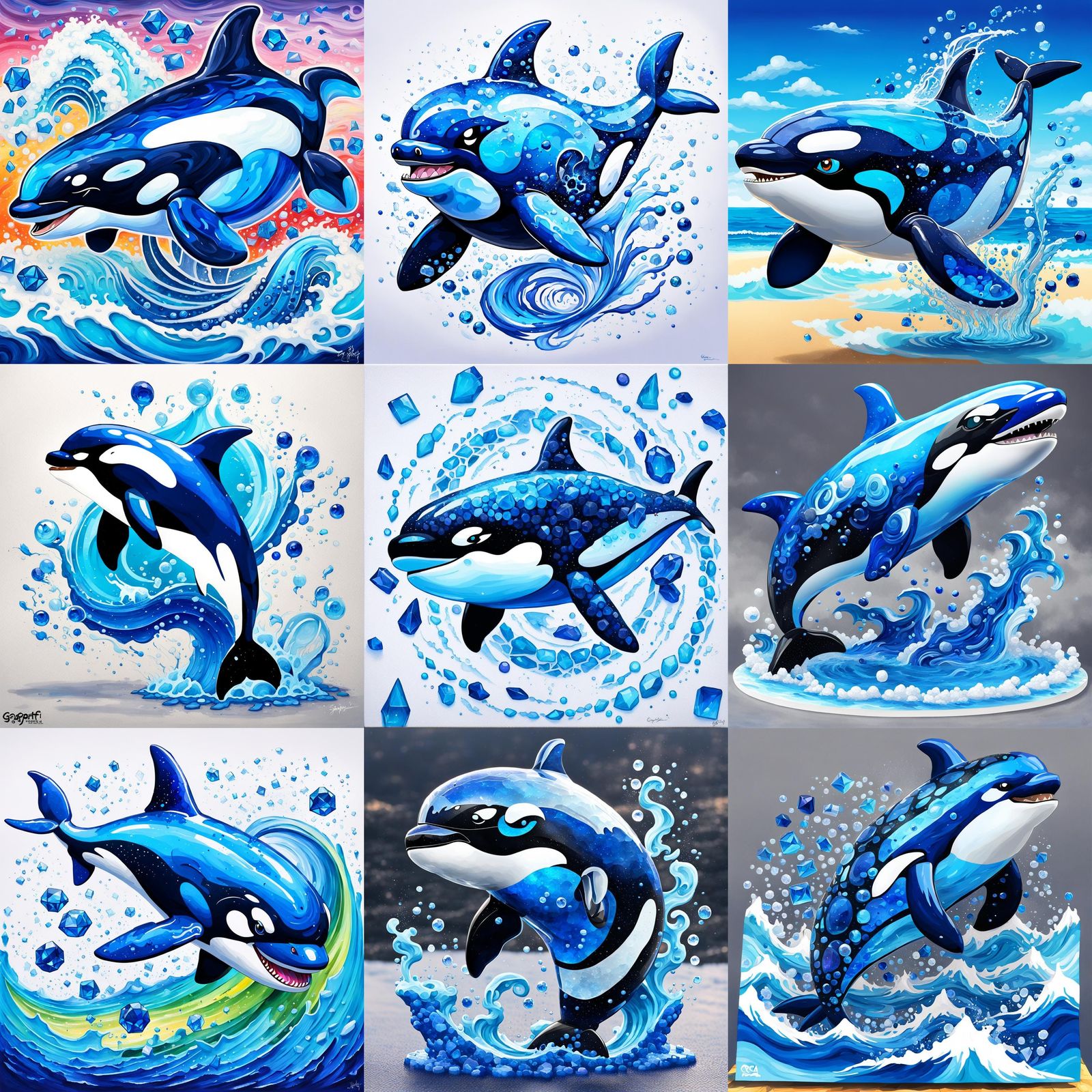 Gem Orca Pokemon in Graffiti Splash Art Style