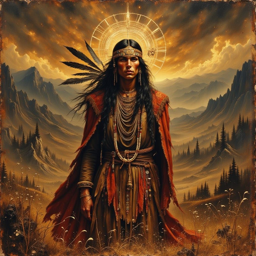 Native American Shaman in Digital Art Style