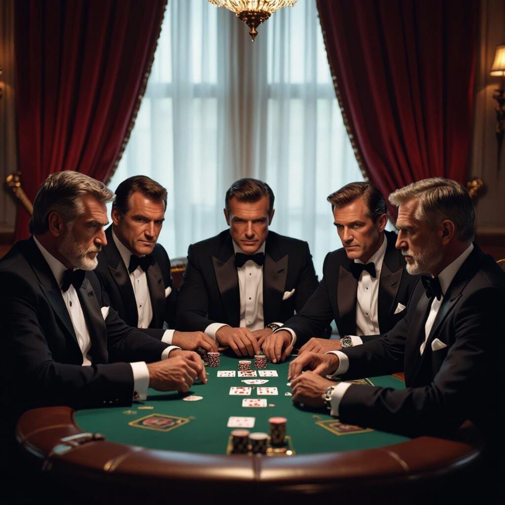James Bond Actors Play Poker in Syd Mead Style