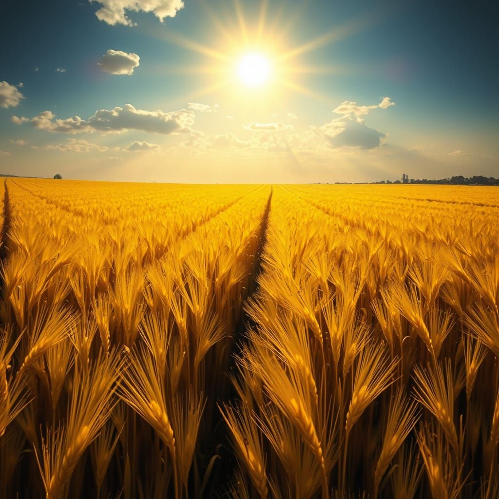 Golden Wheatfield of Dreams in Hyper-Realistic Style
