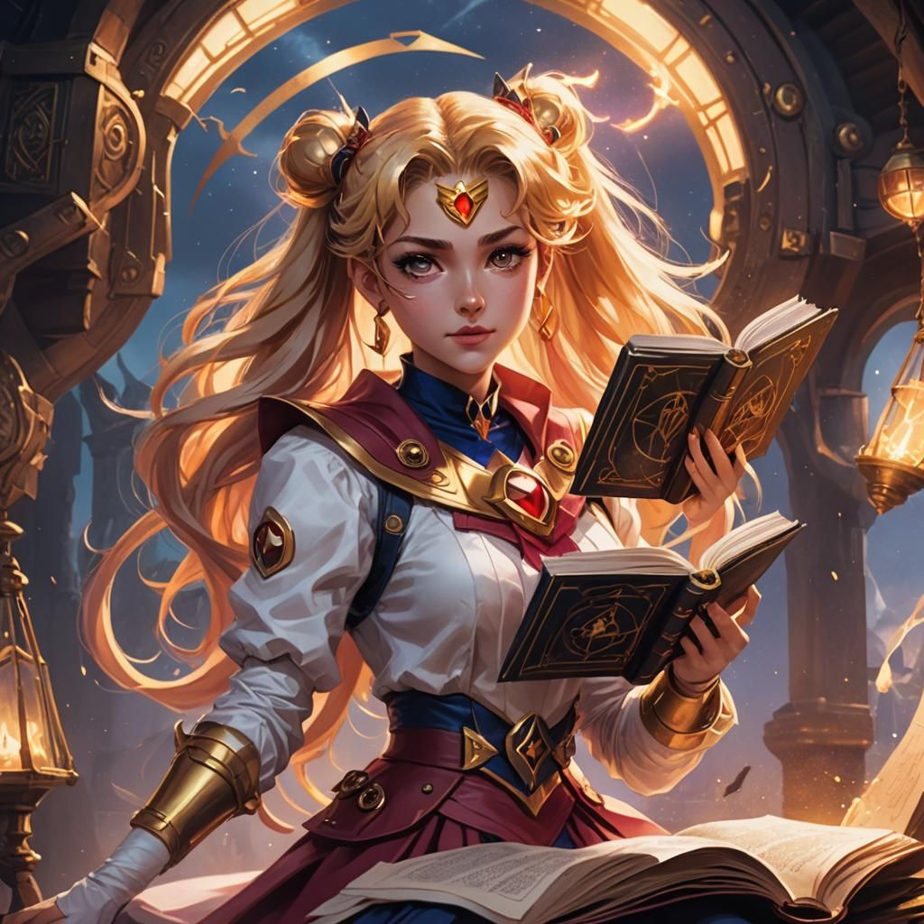 Sailor Moon-Inspired Sky Pirate on Airship