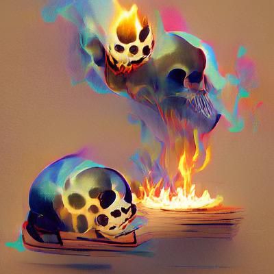 Burning Skull in Fiery Inferno