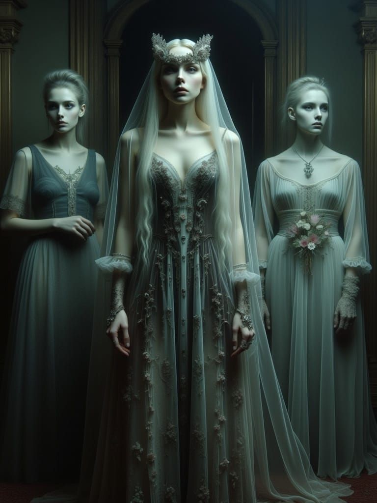 Ghostly Victorian Woman Portrait with Family