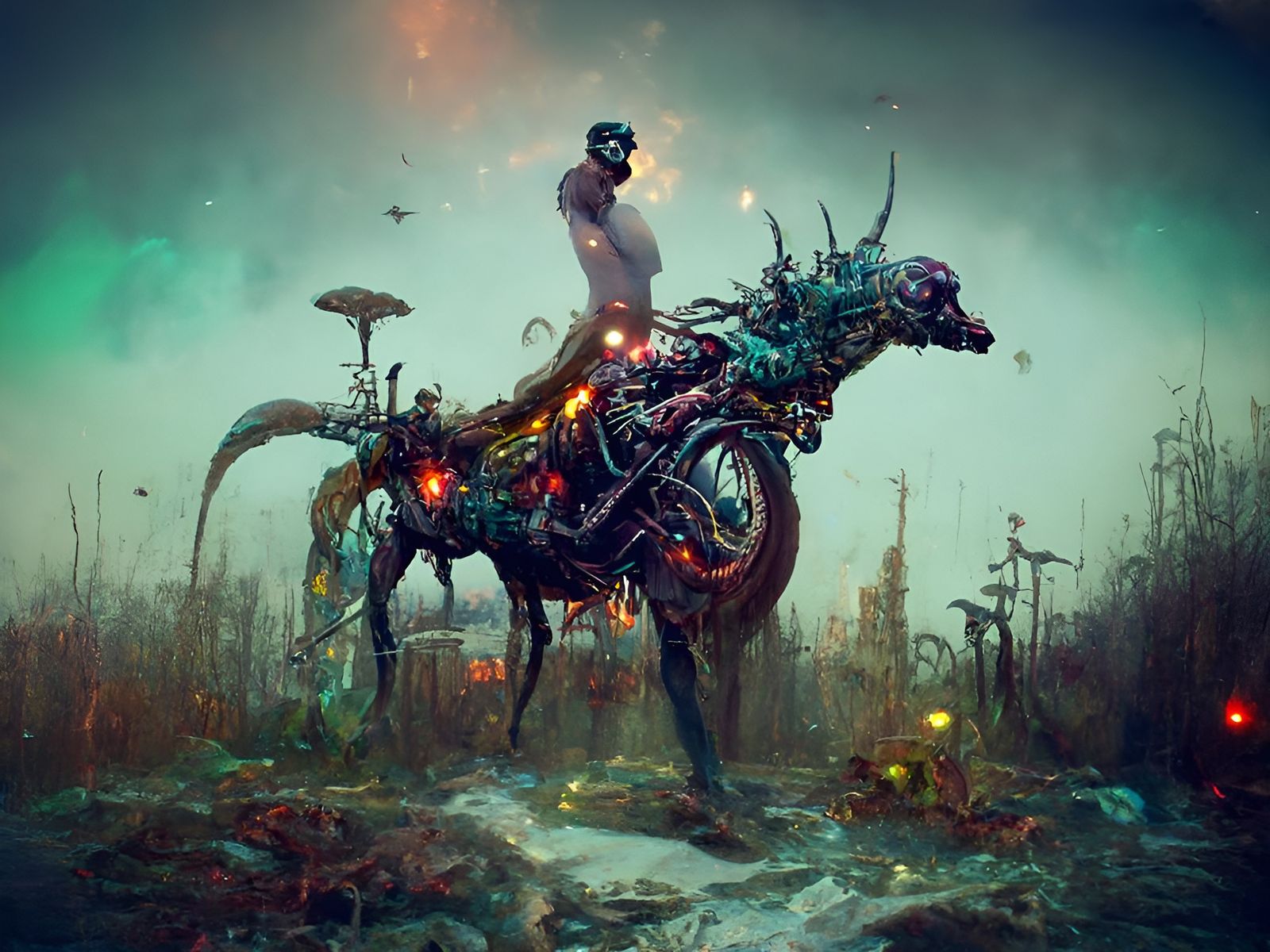 Post-Apocalyptic Rider on Mutated Horse