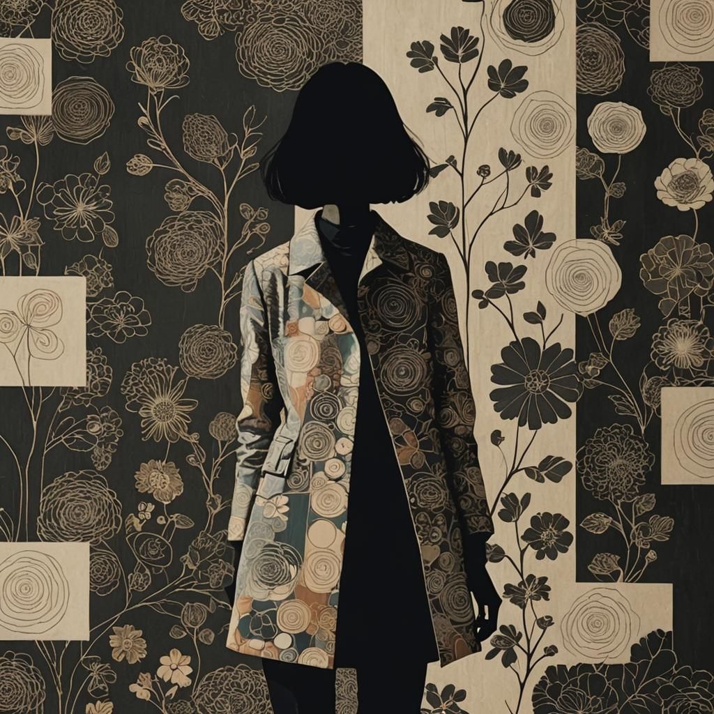 Avant-Garde Camouflage: Figure in Retro Wallpaper