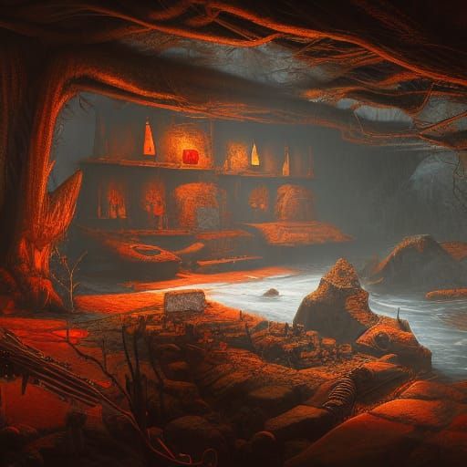 Fantastical Portrait in Deep Color, Detailed Matte Painting