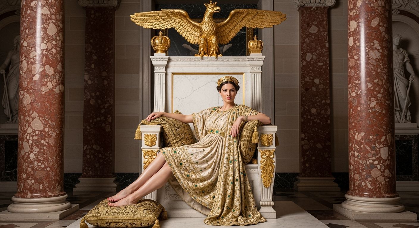 Empress on Lavish Throne in Royal Chamber