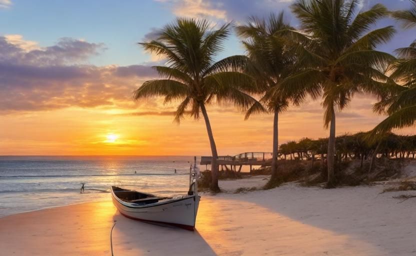 Tranquil Sunset on Sandy Beach Postcard