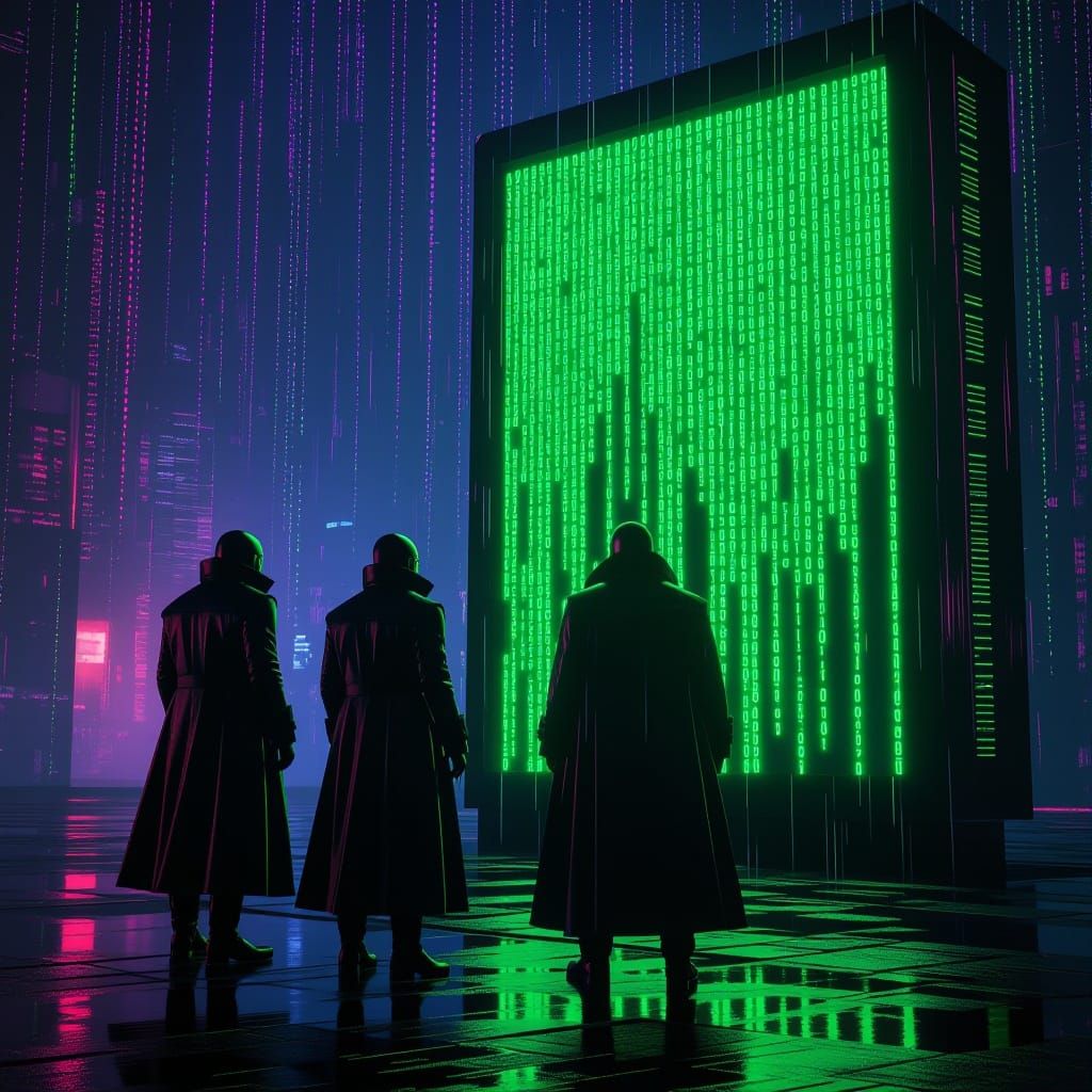 Morpheus and Neo in Digital Rain
