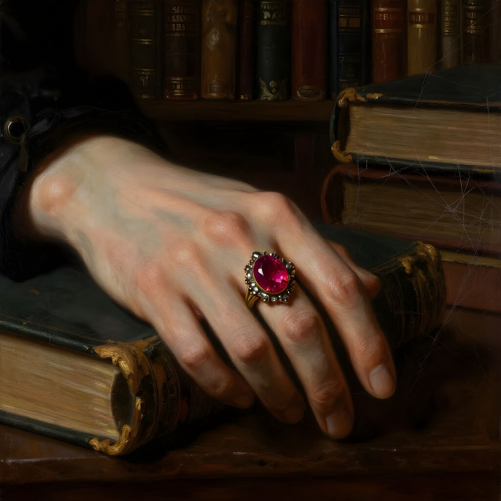 The Mystery of the Ruby Ring AI Art