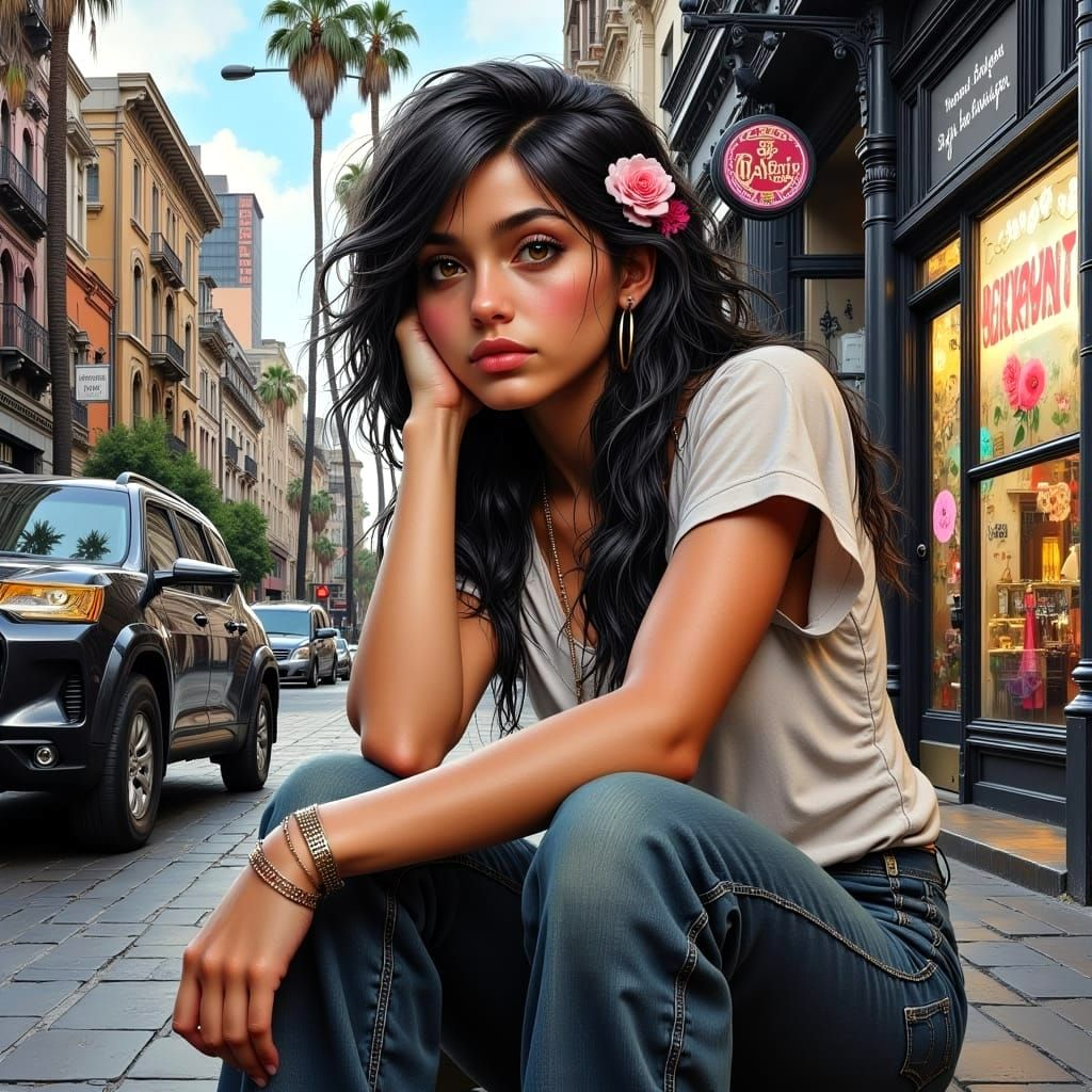 Teenage Girl Radiates Dignity on Hollywood Boulevard with De...