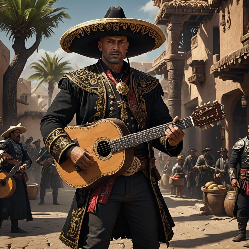 Goliath Barbarian Bard in Mariachi Outfit: Detailed Matte Pa...