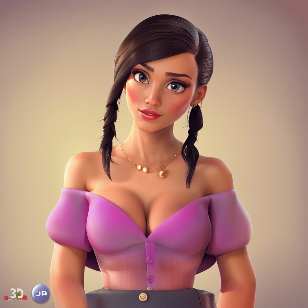 Glamorous Portrait of a Woman in 3D Digital Art