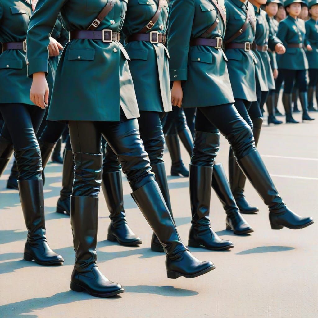 North Korean Female Soldiers in Military Parade Formation