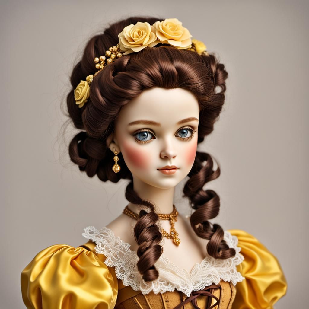Antique Doll with Corset and Lace Gown