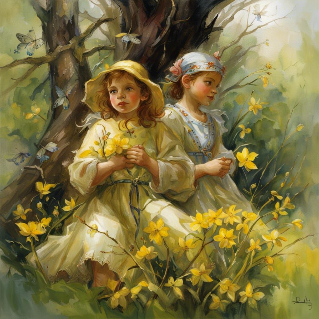 Idyllic Landscape Inspired by Golden Age Illustration