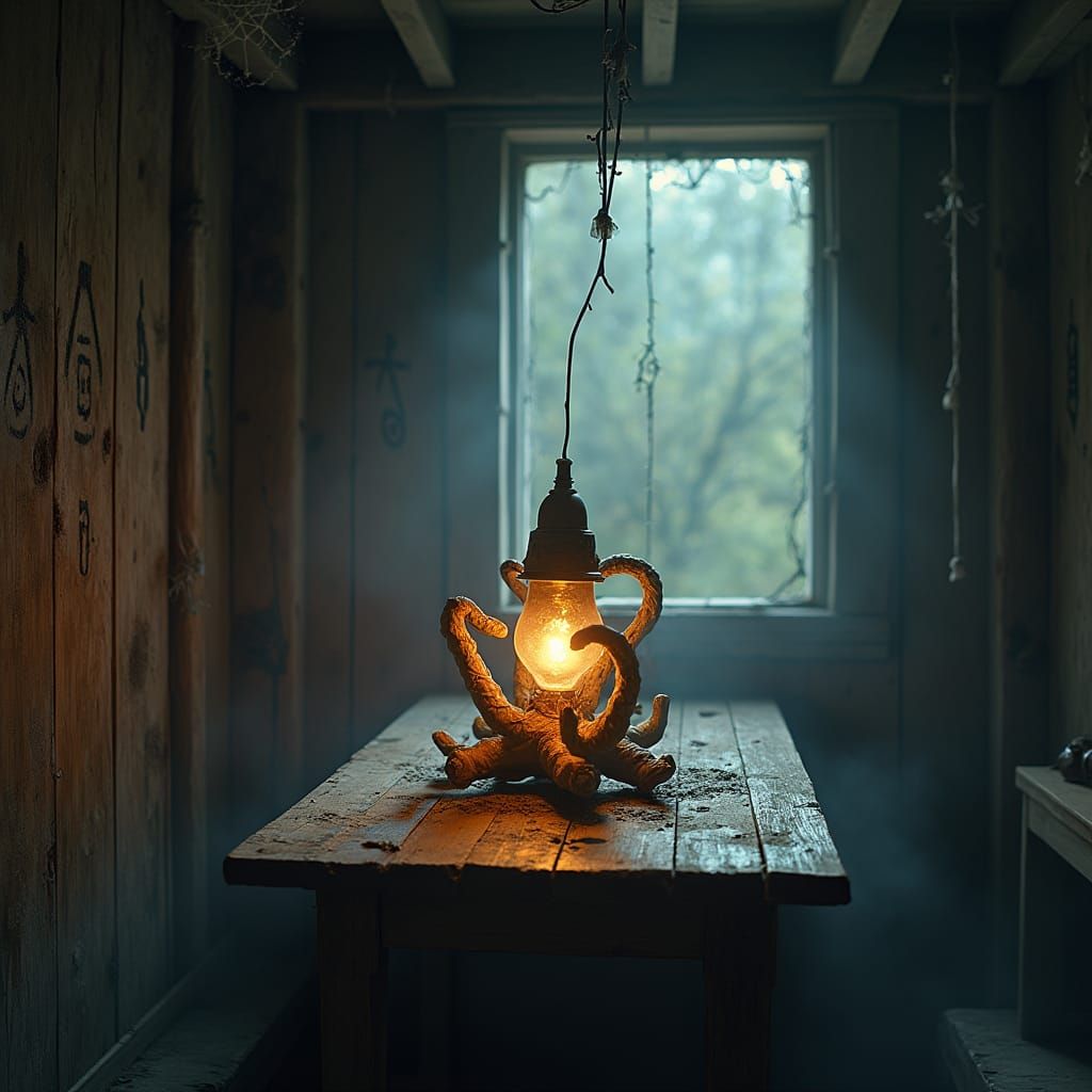 Mysterious Alien Lamp in Backrooms-Inspired Cabin