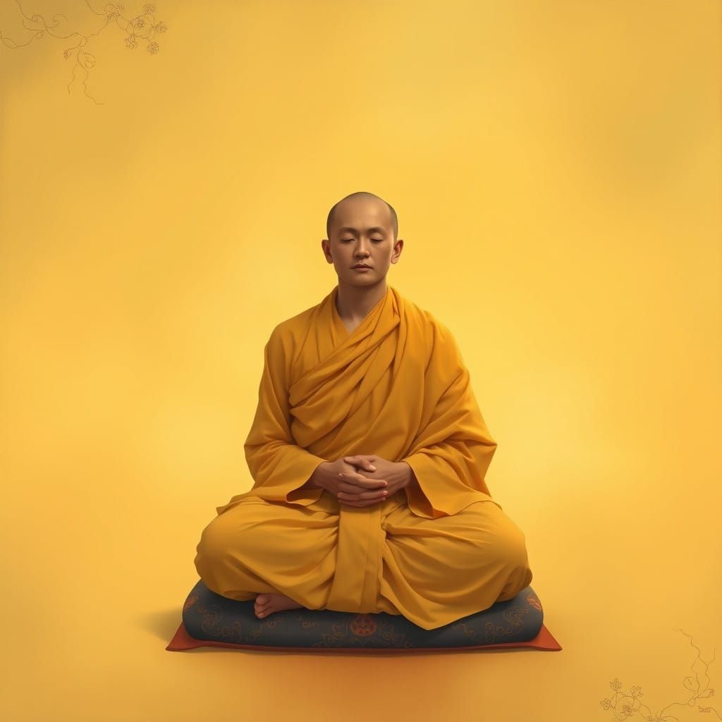 Elegant Buddhist Monk in Serene Meditation