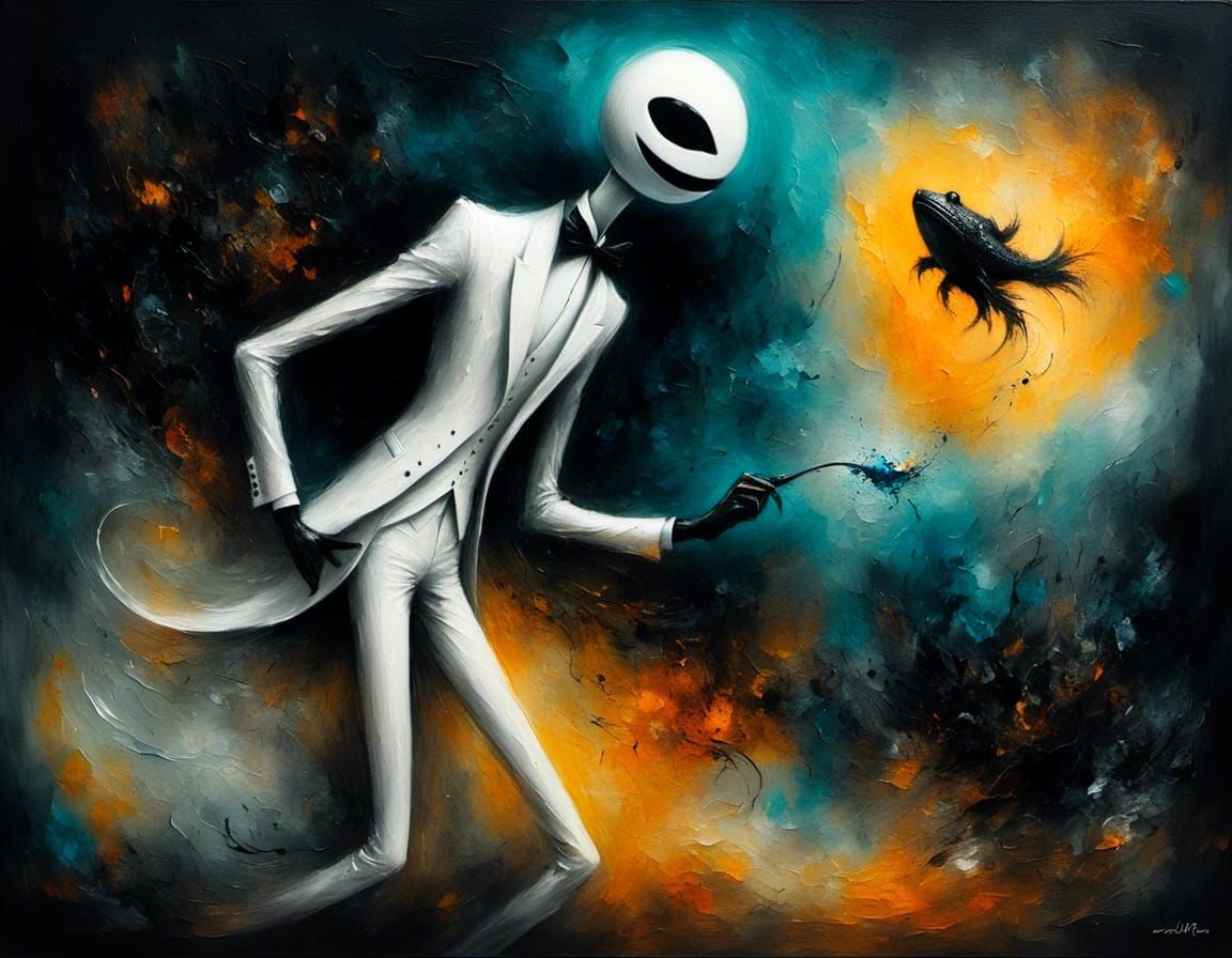 Defiant Mutt Portrait in Surreal Dreamscape