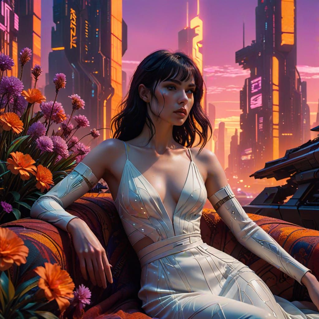 Ethereal Futuristic Goddess Amidst Golden Cornstalks