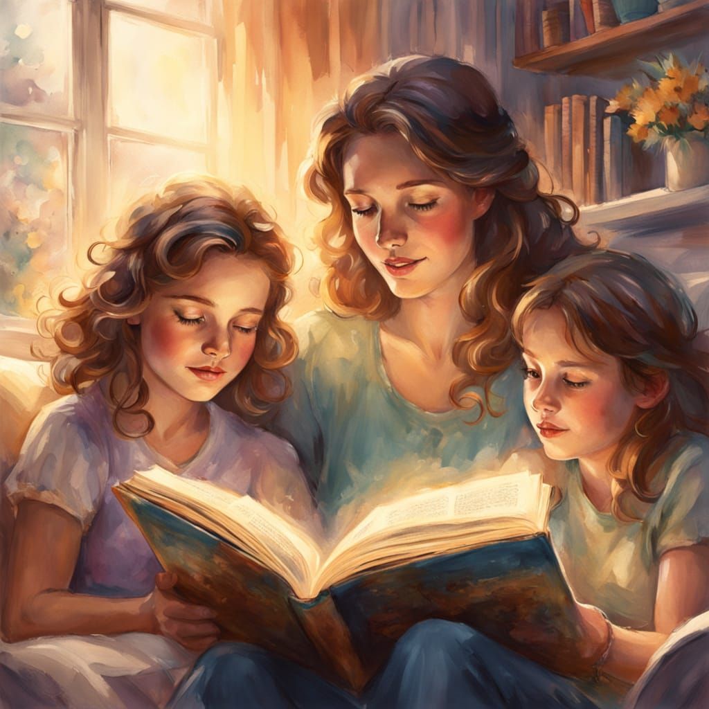 Cozy Family Reading Time: Watercolor Concept Art