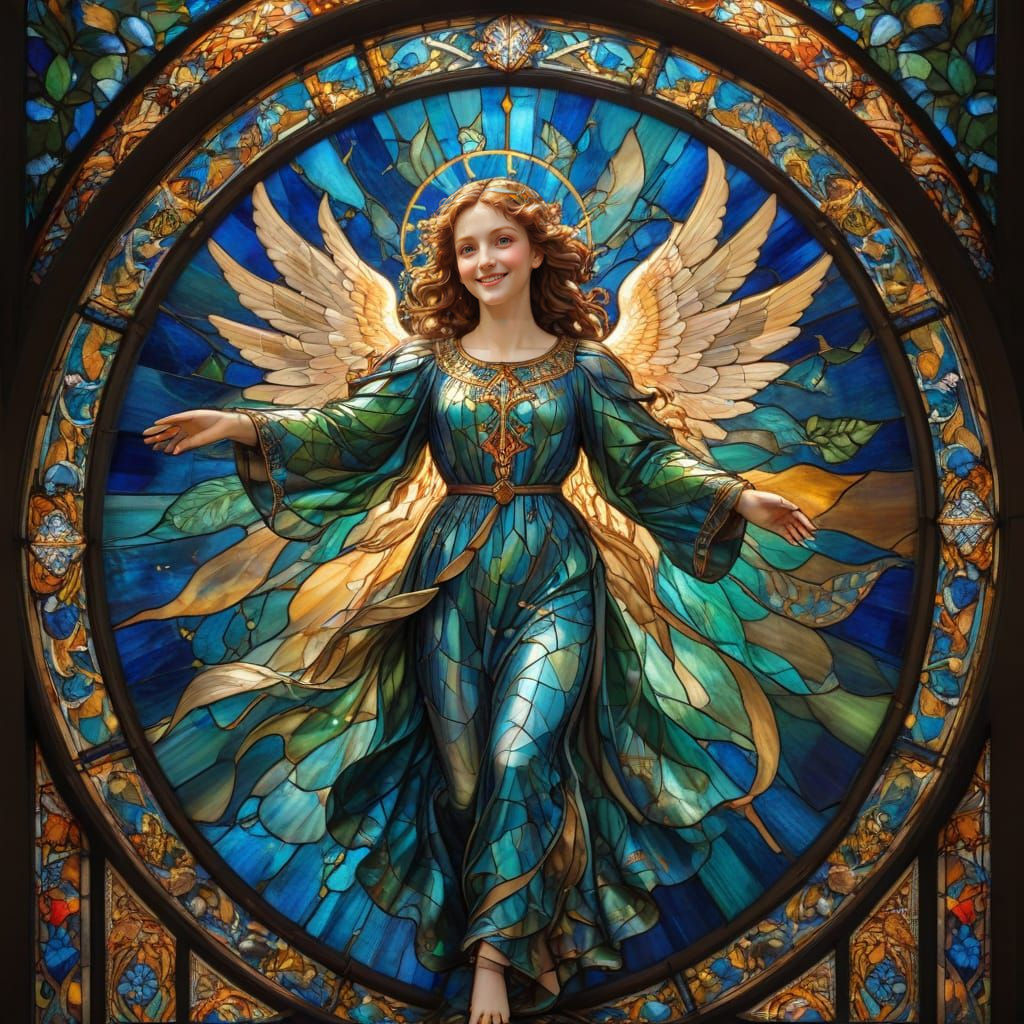 Angel in Medieval Stained-Glass Masterpiece