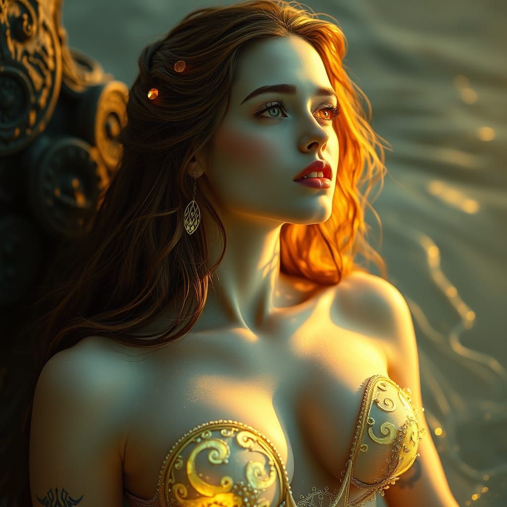 Goddess in Frozen Oil Microkini: Art Nouveau Bioluminescence