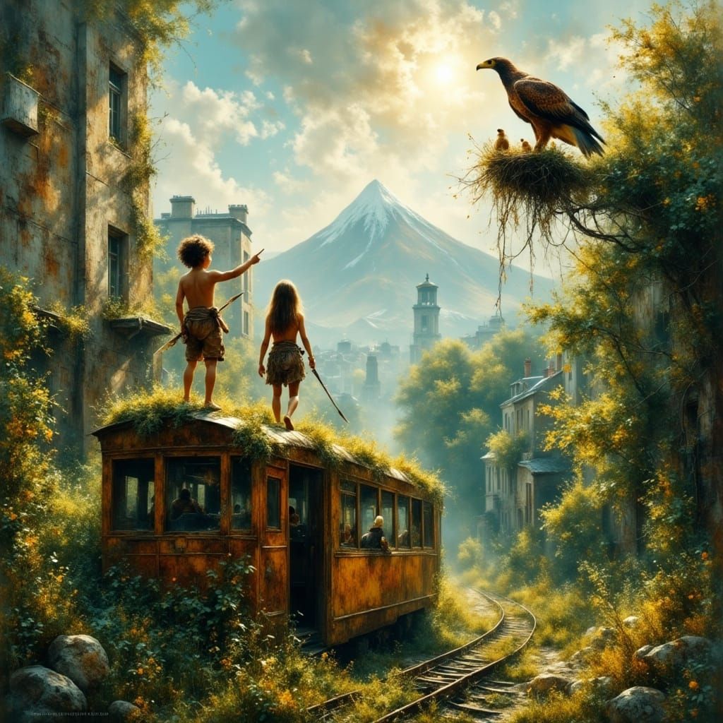 Post-Apocalyptic Children Explore Overgrown City