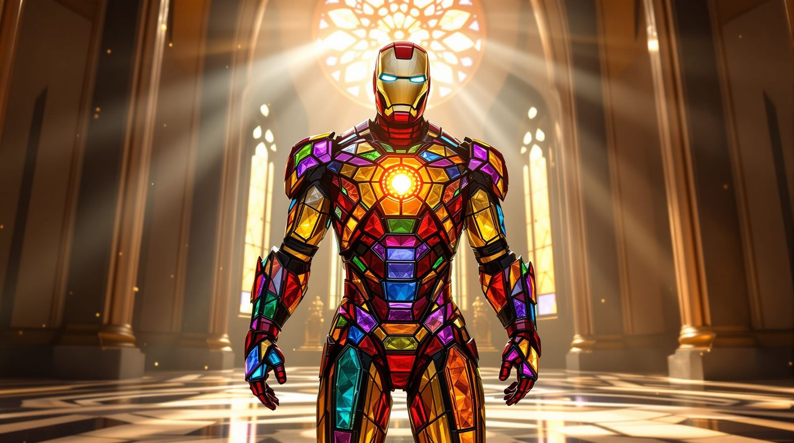 Iron Man Armor as Stained Glass Masterpiece